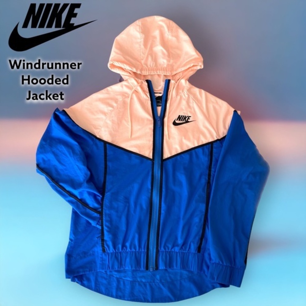 Nike Retro Y2K ColorBlock Windrunner Jacket In Peach & Royal Blue‎ W/ Black Trim